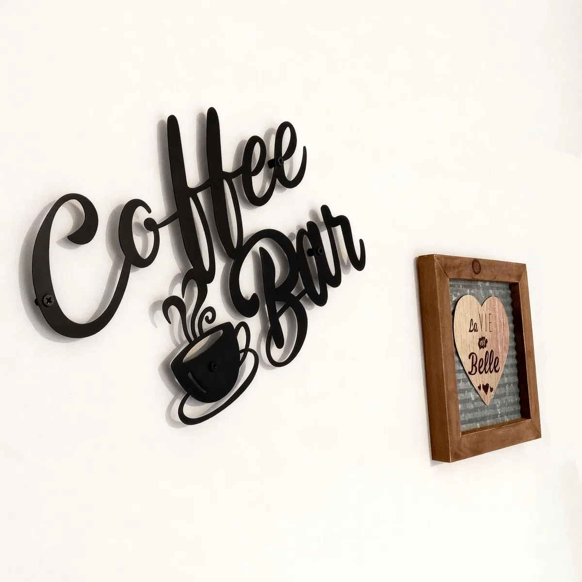 NIYATA Kaffeeschild aus schwarzem Metall, Wanddekoration, Café, Metall, für Dekoration der Küche für Haus, Café-Station, Haus, Schwarz