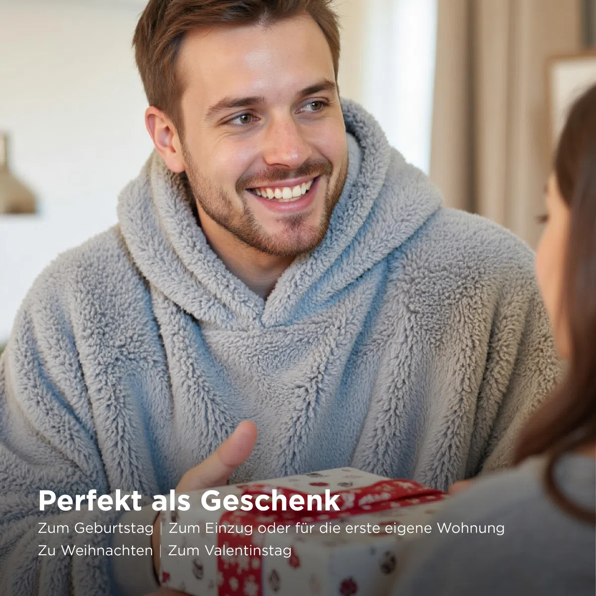 BEDSURE Hoodie Decke mit Ärmeln - Kuschelpullover als Geschenke für Frauen - Tragbare Decke zum Anziehen Erwachsene Kuscheldecke mit Ärmeln Weich Warm Geschenke für Freundin Mütter, Grau 95x85 cm