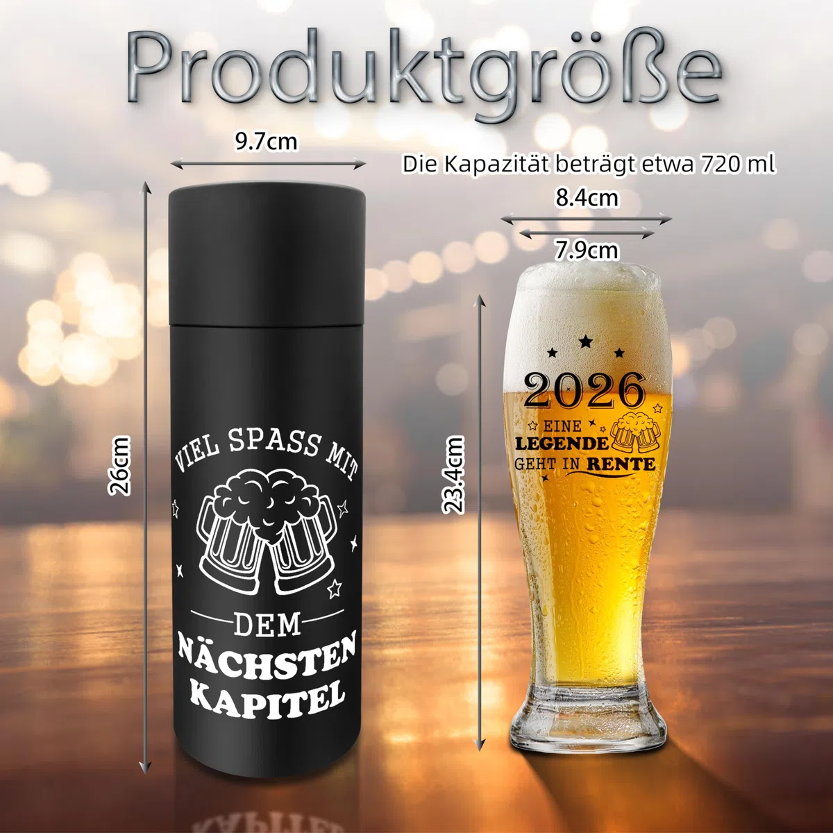 Bierglas Renteneintritt Geschenke für Frauen und Männer, 2026 Lustige Ruhestand Geschenke, Rentner Geschenk Mann Frau, Abschiedsgeschenk Kollegen, Rente Geschenk, Eine Legende Verlässt Gelände