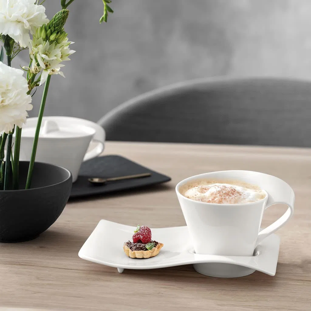 Villeroy & Boch – Newwave Caffè Café Au Lait Tasse 260 Ml Weiß, Spülmaschinenfest, Mikrowellensicher, Becher, Kaffeebecher, Kaffeetasse, Heißgetränkebecher, Premium Porzellan