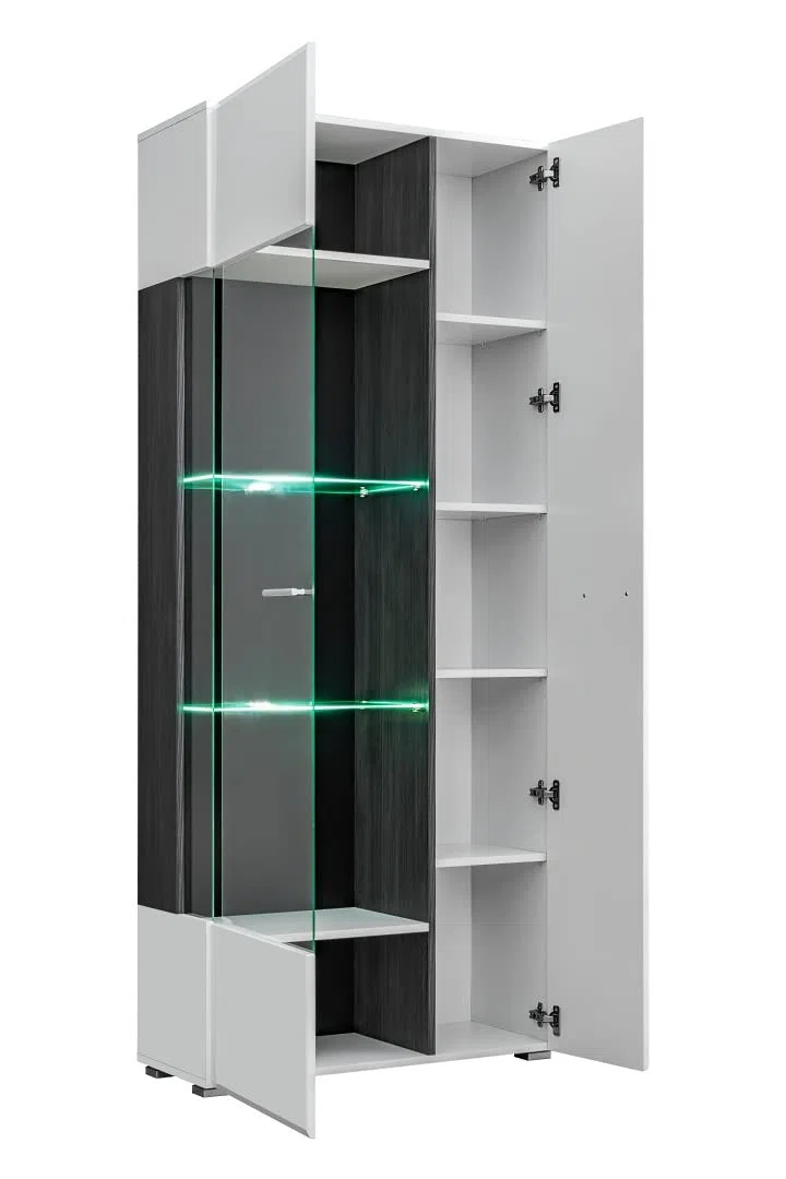 Generisch Wohnwand SOLIDO Twin Wohnzimmerset TV Wand Weiß Hochglanz Anbauwand Wohnzimmer Fernsehwand