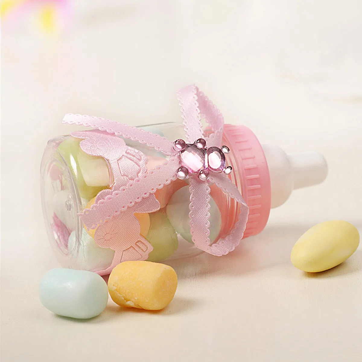 24 Stück Flaschen Geschenk Box - Gastgeschenke Baby Shower Taufe - Candy Flasche Schnuller Milchflasche