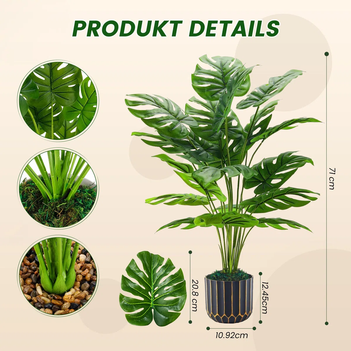 Der Rose Kunstpflanze Künstliche Pflanzen Wie Echt 71 cm Kunstpflanzen Groß Fake Plant für Wohnzimmer Badezimmer Schlafzimmer Zimmer Balkon Deko
