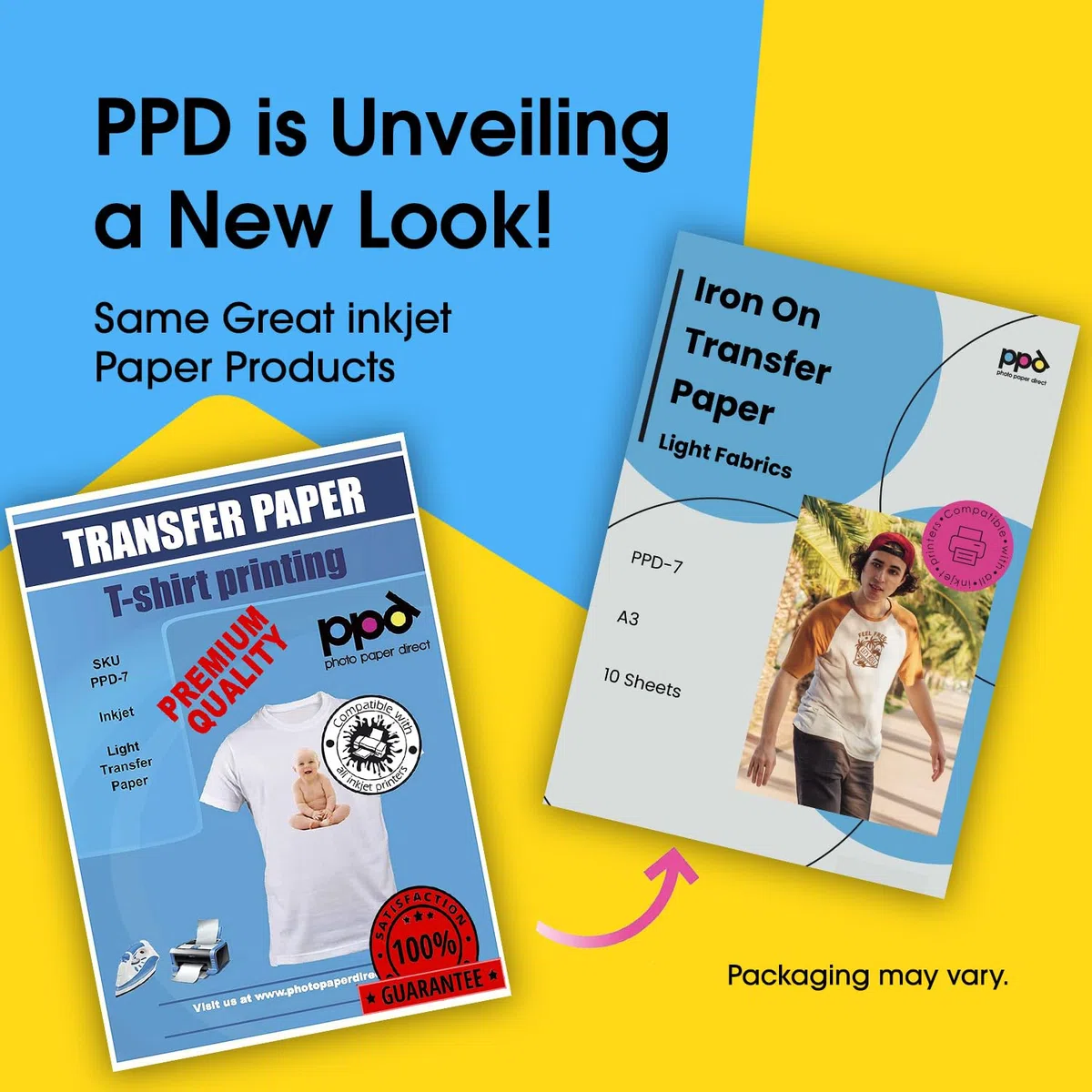 PPD 10 x A3 Inkjet Premium Transferpapier für helles Textil, Bügeleisen und Transferpresse PPD-7-10