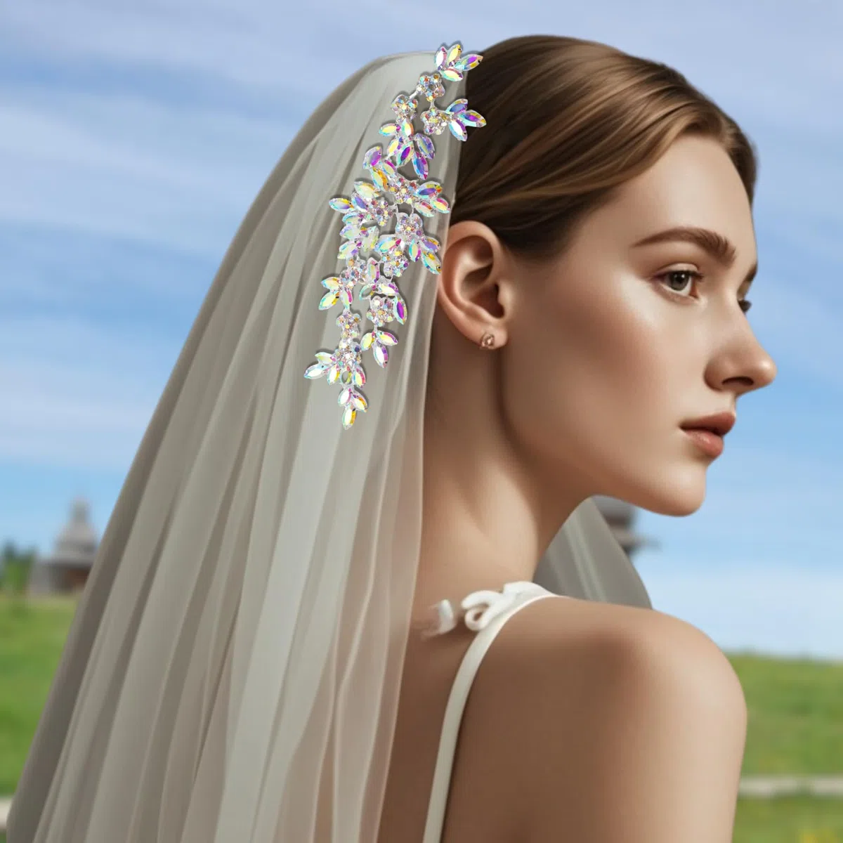PEARLY JUN Handgefertigte Strass-Applikation Flower Glass Rhinestone Applique Näh-Applikationsaufnäher mit Kristallen Strass-Applikation für Brautkleid DIY-Taschen Dekoration für Kleider handnähte