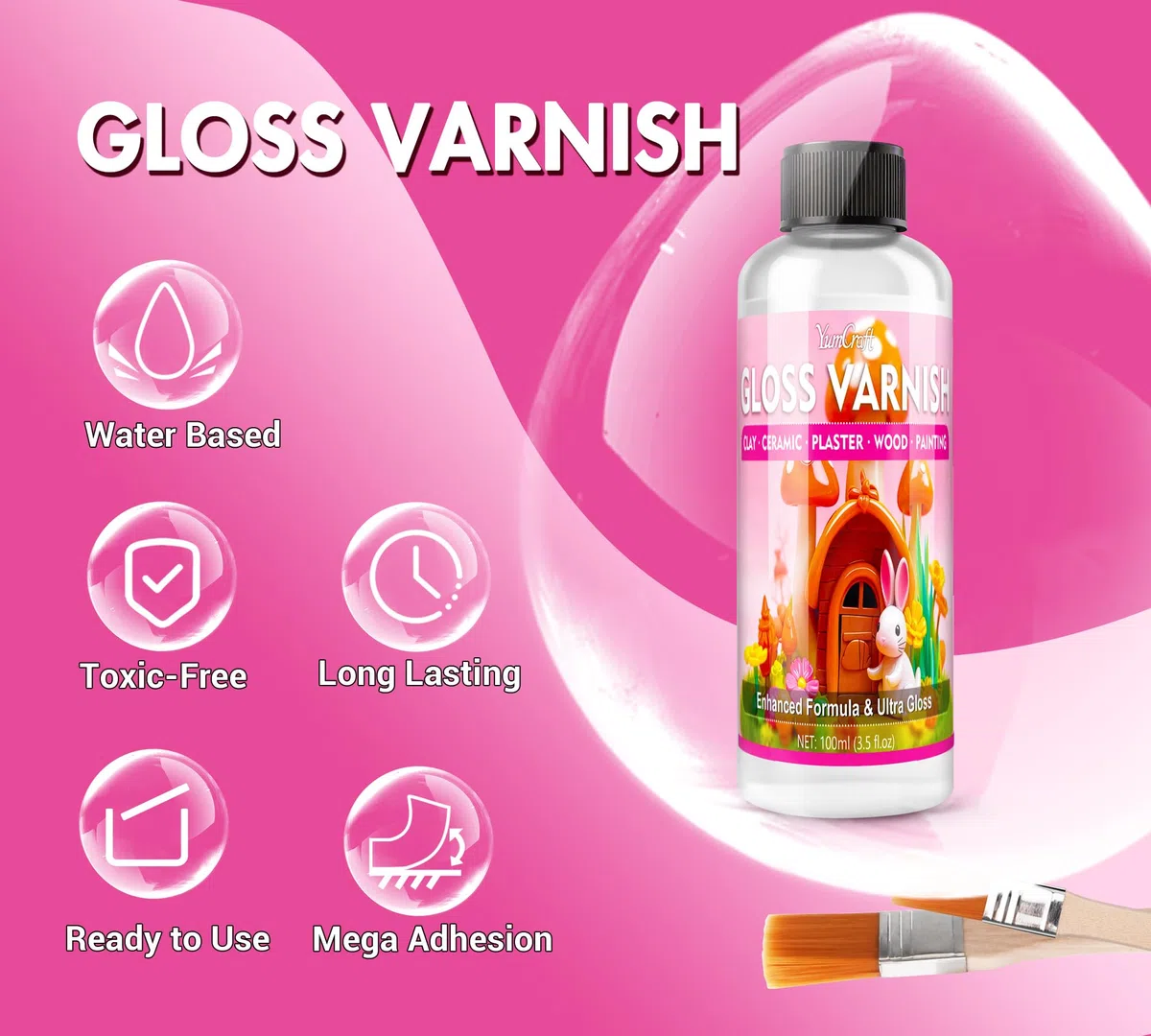 200ml Glasur für Ton Lufttrocknend - Hochglanz Acryl Klarlack, Wasserdicht & Kratzfest, für Selbsttrocknenden Ton & Polymerton, Versiegelung für Modelliermasse, Keramik, Holz & Acrylfarben Clay Glaze