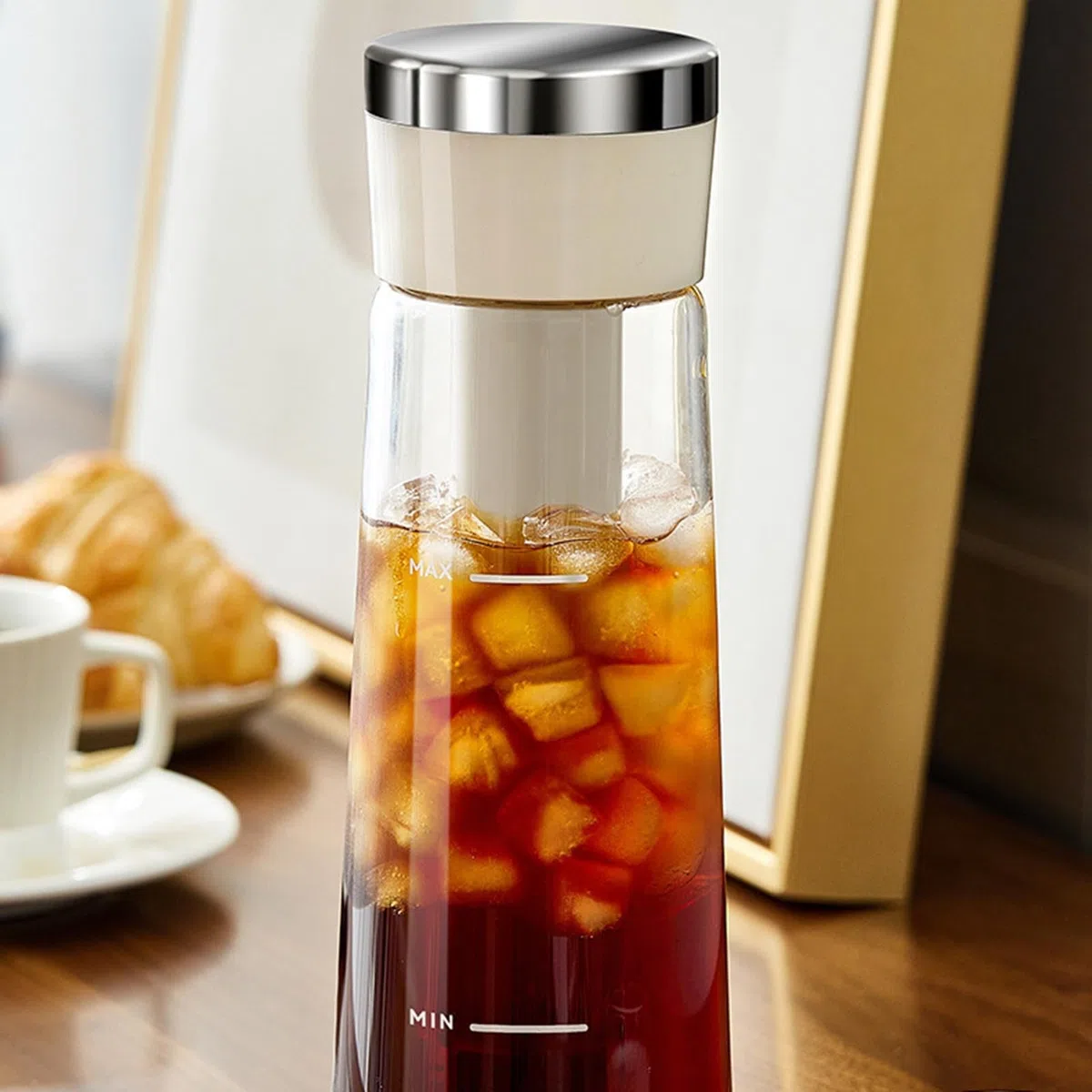 Cold Brew Kaffeebrüher | Press-Kaltbrüh-Kaffeekanne - Mit Abnehmbarem Siebfilter & Luftdichtem Verschluss Für Haushalt, Studio, Büro Und Café
