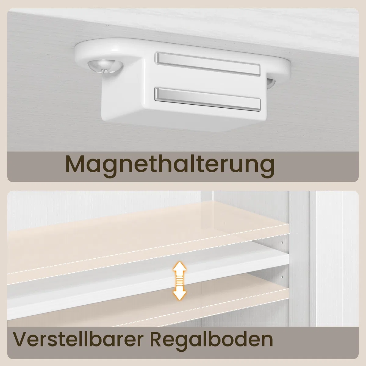 Bealife Badezimmerschrank mit 2 Schubladen, verstellbares Regal, multifunktional, für Badezimmer, Schlafzimmer, Flur (weiß, 60 x 30 x 108 cm) (weiß)