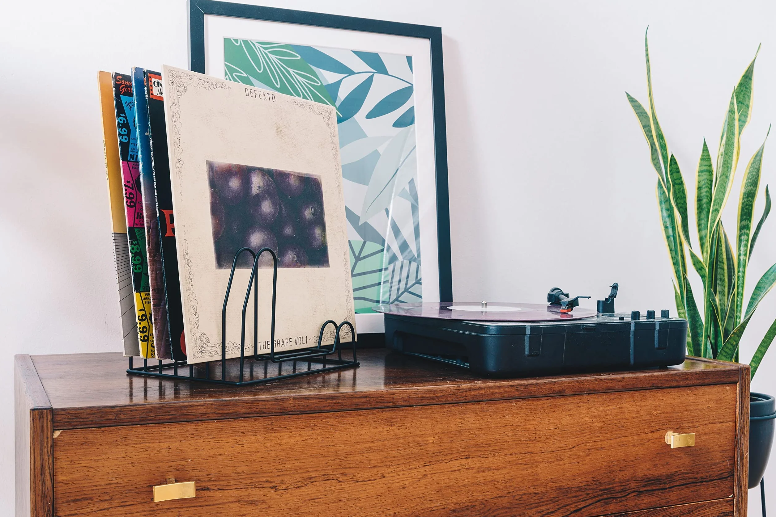 draadwerk Schallplatten Aufbewahrung | Schallplattenständer | Vinyl Halter für 35 Platten | LP Ständer | Prospekthalter | Bücher Aufbewahrung | Zeitungsständer | Schallplatten Deko | Schwarz