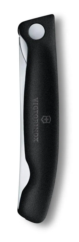 Victorinox Swiss Classic Faltbares Picknick-Messer für Wanderungen, Obst, Gemüse, Brötchen, Wurst, mit gerader Klinge, Extra Scharf, Schwarz
