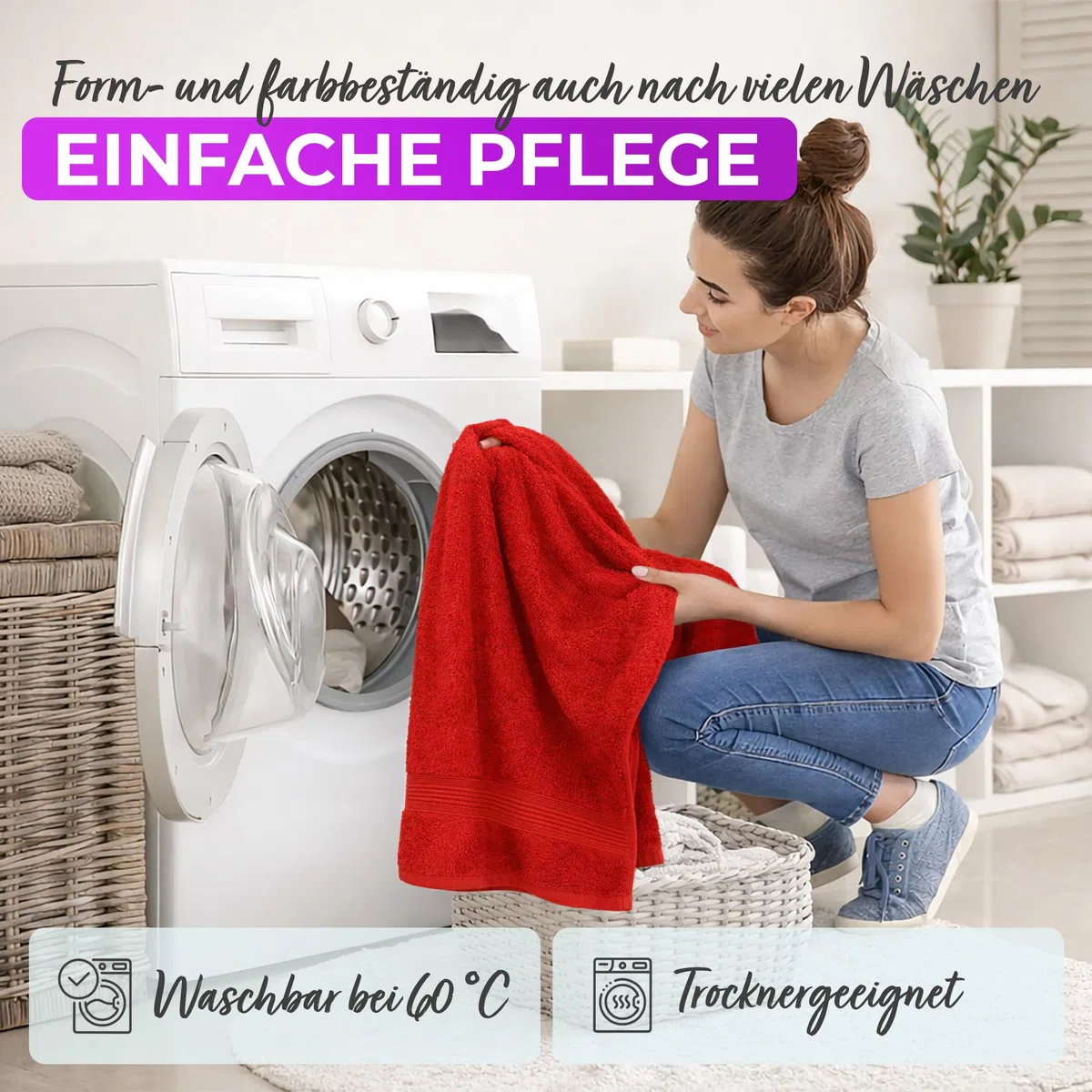 AR Line Arizona 10er Set Seiftücher 30x30 cm – 100% Baumwolle, 500 g/m², weich & saugstark, in Farbe: Rot