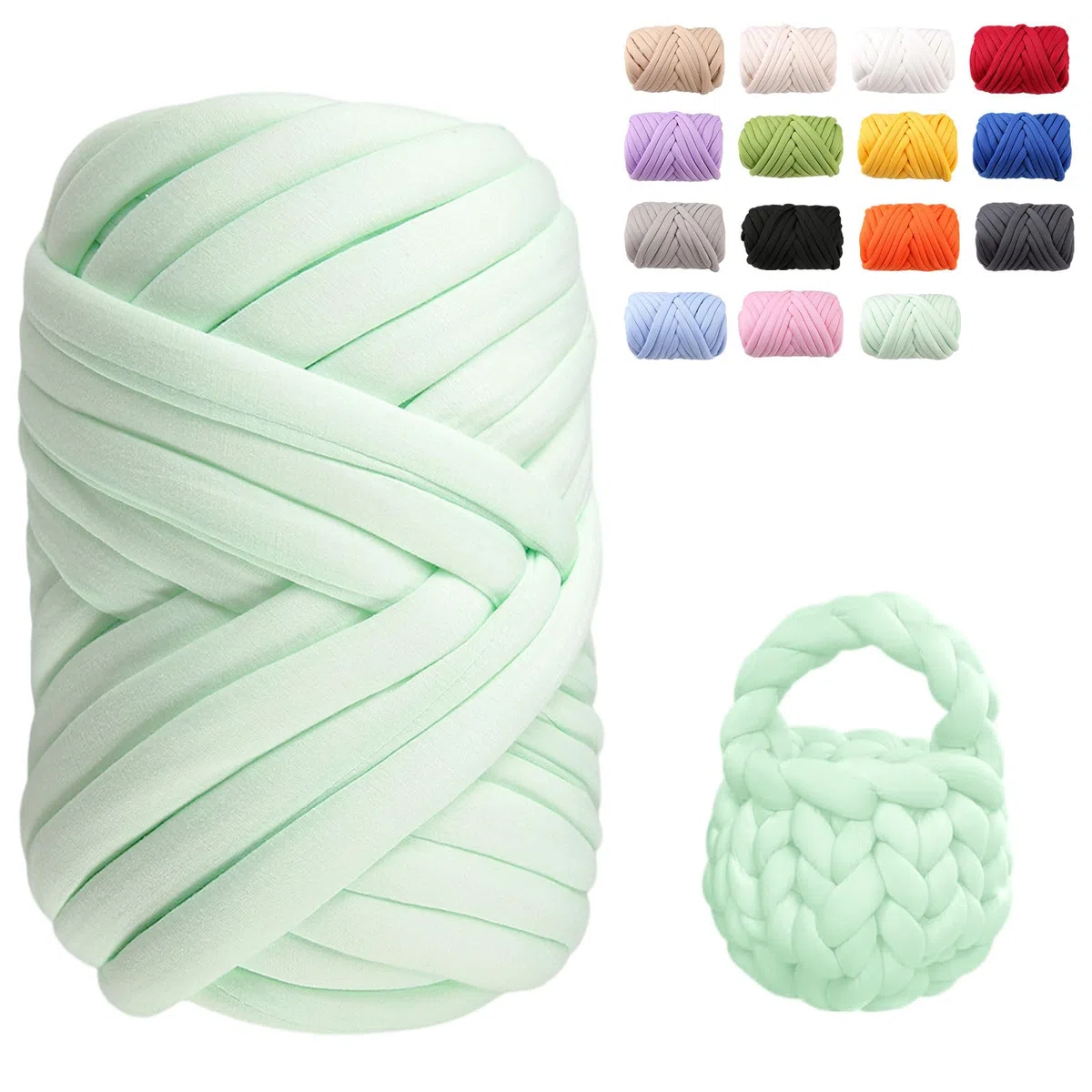 Armstricken Wolle 500g 25m Dicke Chenille Wolle zum Handstricken Weiches Chunky Yarn Schlauchgarn Häkelwolle Dickes Garn zum Häkeln für Taschen, Decken, Haustiernester, DIY-Kunsthandwerk (Hellgrün)