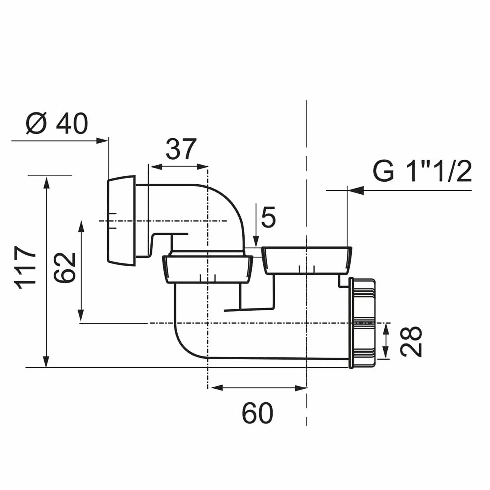 Wirquin SP602 Siphon-Badewanne Ausgang, schwenkbar