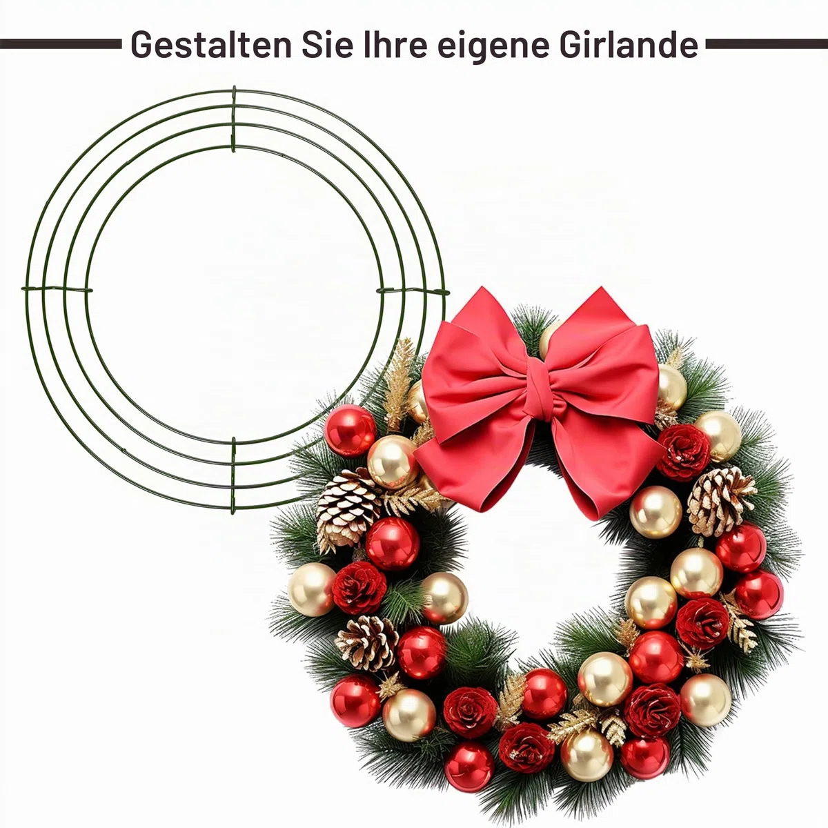 Weihnachtskranz-Ringe aus Metalldraht, Kranzrahmen, Weihnachtskranz, Bastelkranz, Basis, Thanksgiving, Halloween, Hochzeit, Rahmen, Kranz, Bastelzubehör (16 Zoll)