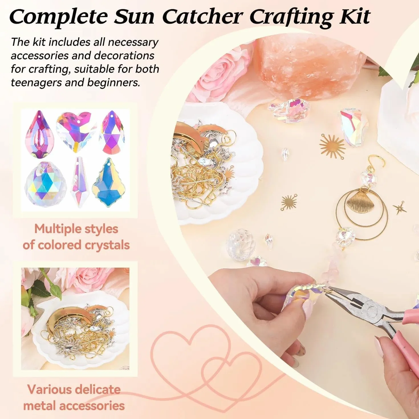 400 Stück Sonnenfänger Kristall Bastelset, DIY Sonnenfänger Kristall Windspiel, Suncatcher Windspiel Basteln, Fensterdeko Hängend für Zuhause Büro Garten Outdoor Deko