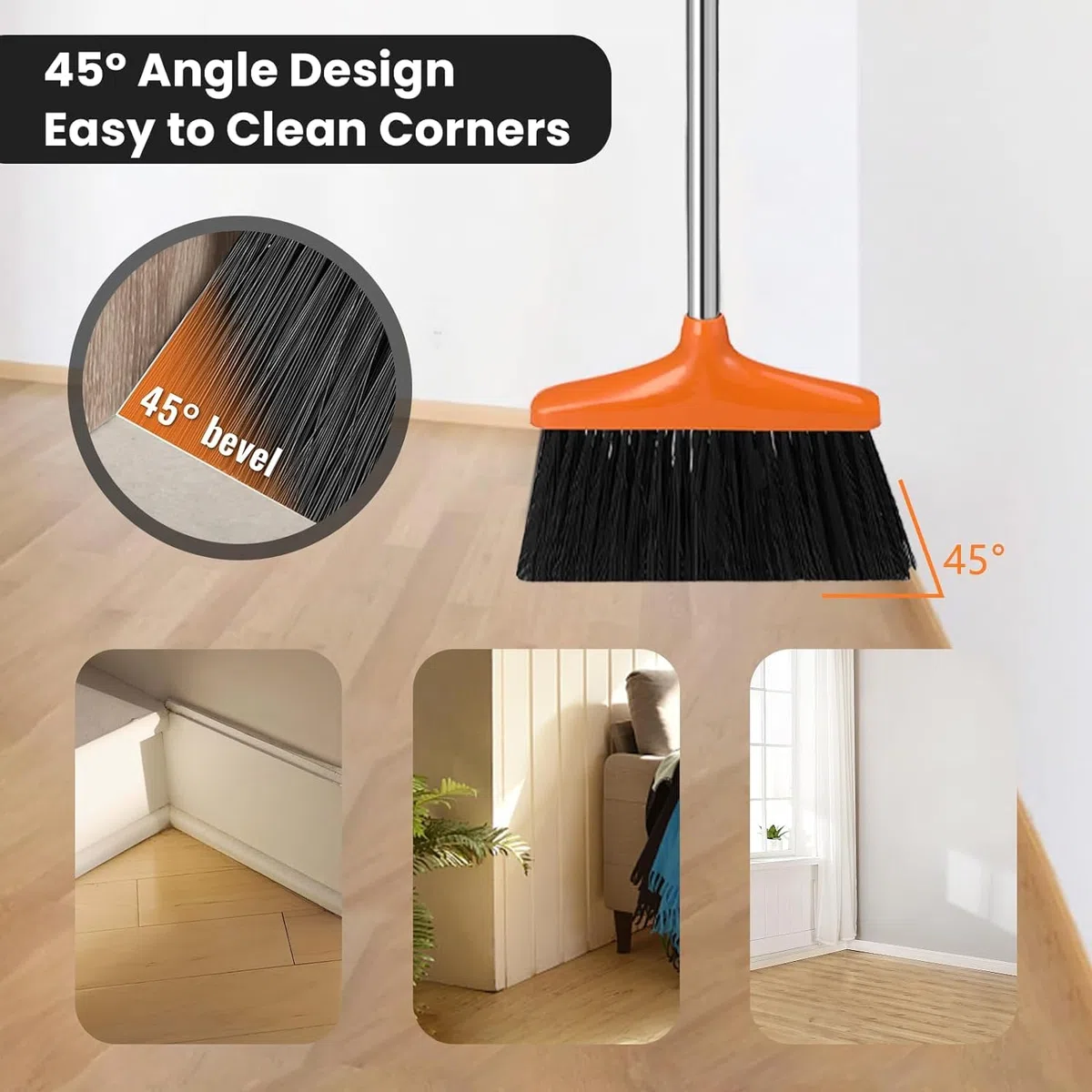 Besen und Kehrschaufel Set,mit langem Griff Ausziehbarem Stiel,aufrechter Kehrschaufel,Broom and Dustpan Set für drinnen und draußen, Garage, Küche, Büro