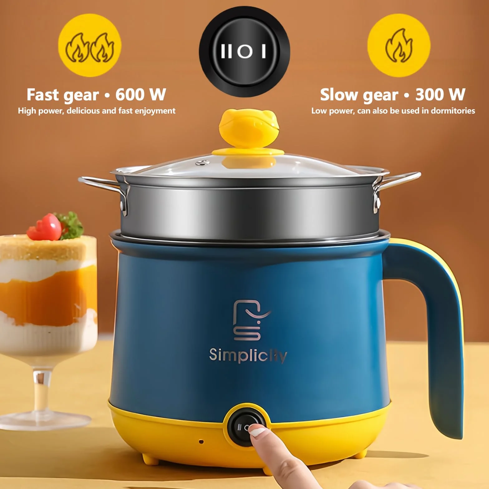 Elektrischer Hot Pot Mit Dampfgarer, Elektrische Hot Pot 1.8 L, Tragbare Mini Antihaft Multikocher, Schneller Ramen Kocher, Tragbare Antihaft Topf Für Zuhause, Büro, Schlafsaal