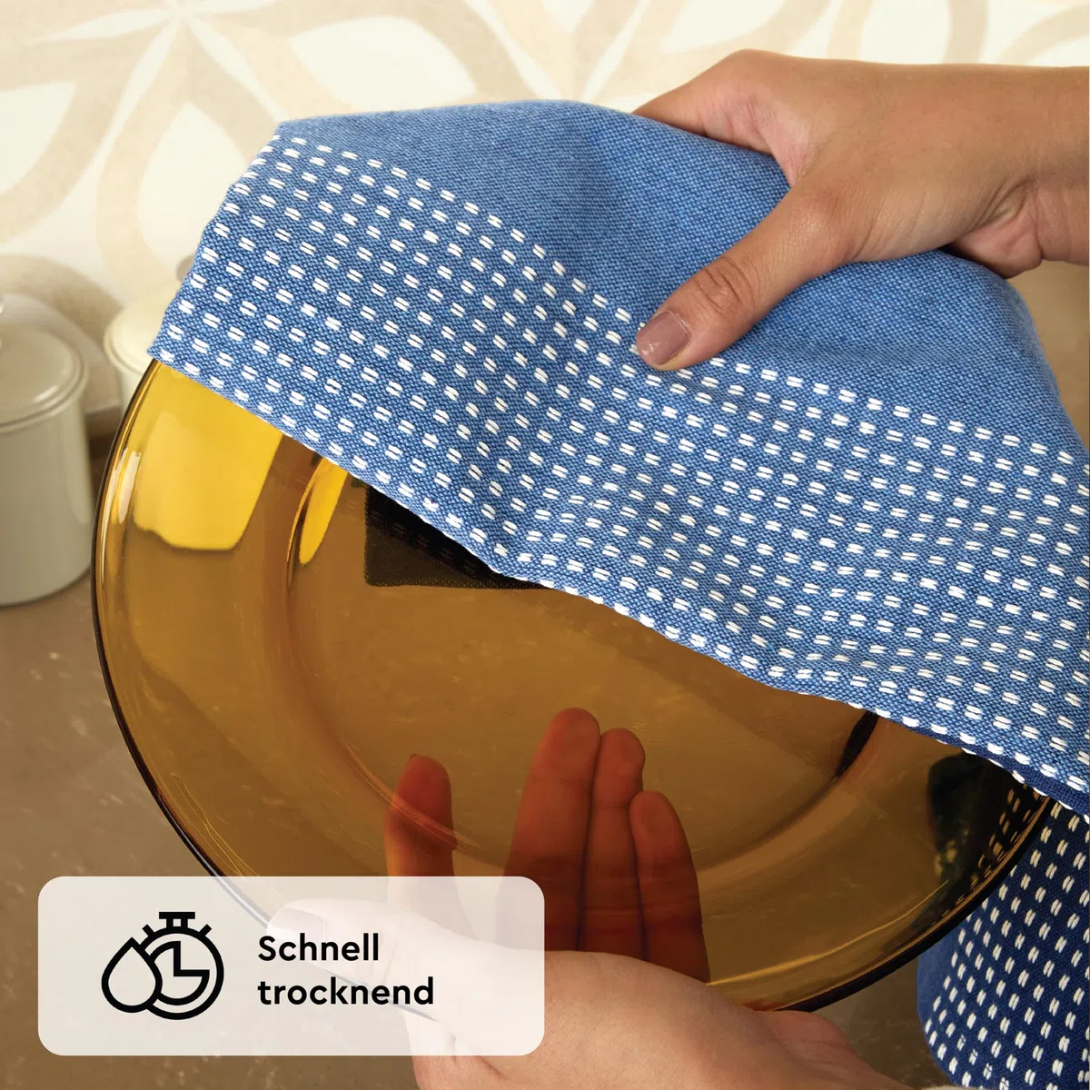 Encasa XO Baumwoll-Küchentuchset - Super saugfähige Geschirrtücher & Spültücher 70x45 cm zum Abwaschen, Geschirr Trocknen und Reinigen - 4er-Pack - Blau