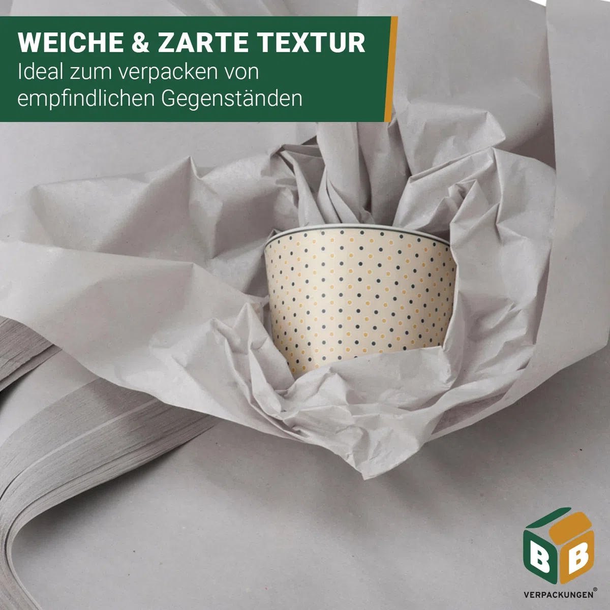 BB-Verpackungen 5 kg Seidenpapier Packseide LARGE 75 x 100 cm 35 g/m² (5kg ca. 190 Blatt) | Packpapier in Industriequalität für Umzug und Versand aus 100% recyceltem Material