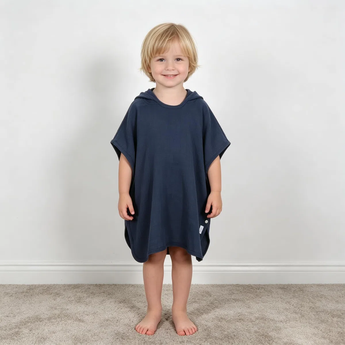 Badeponcho Kinder, Handtuch Poncho aus 100% Musselin Baumwolle, Poncho Handtuch mit Kapuze Waschbar, Badehandtuch für Baden Schwimmbad Strand Baby Jungen Mädchen Kleinkind (Navy Blau)