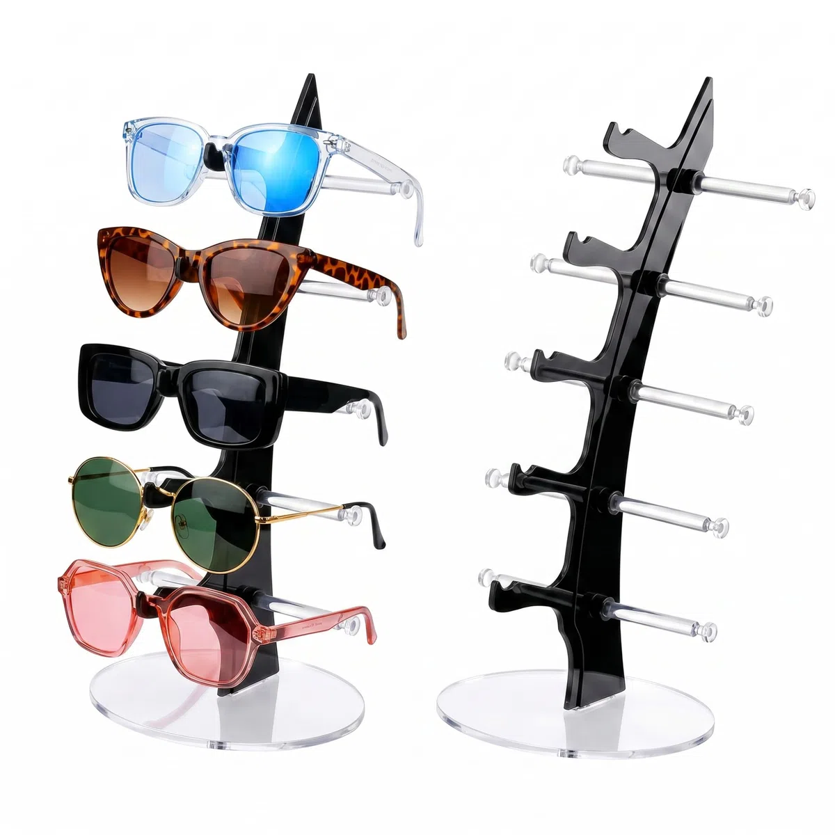 2 Stück Brillenhalter Brillenständer für 5 Brillen Rack: Brillenständer für Mehrere Brillen aus Acryl zur Aufbewahrung und Präsentation im Brillengeschäft oder Zuhause für Verkäufer und Nutzer