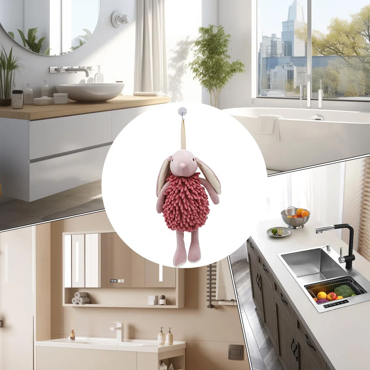 Générique Handtuch, für Badezimmer, niedliche Hasenform, sehr saugfähig – Kuscheltier mit Kugel, Plüsch, für Frauen, Männer, Erwachsene, Jugendliche, Toilette, Küche, Fitnessstudio, Wohnheim