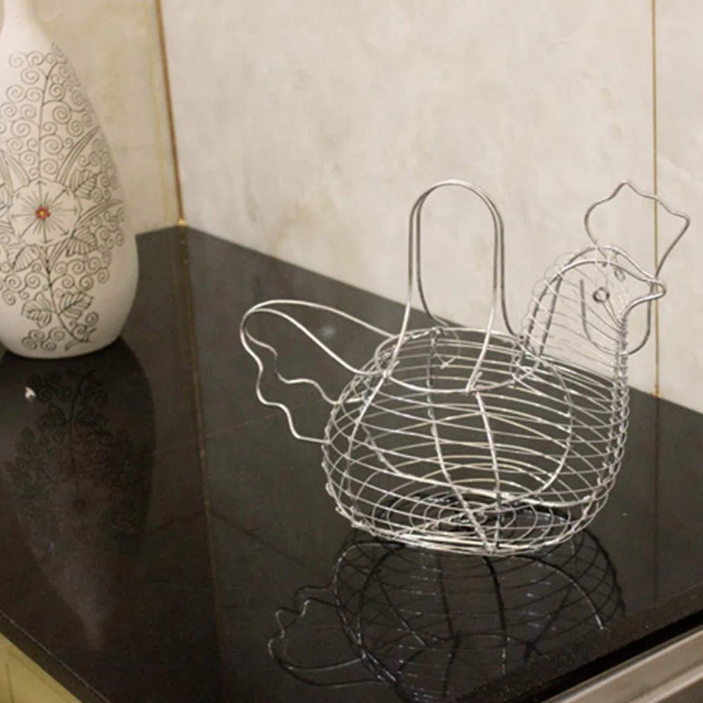 Verchromte Draht Huhn-Shaped Ei-Halter Korb