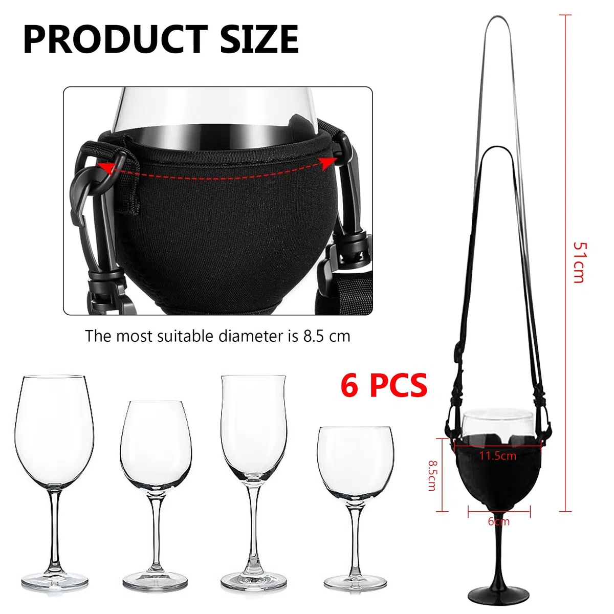 6 Stück Weinglashalter Zum Umhängen, Tragbar, Festival Wine Glass Holder, Stoff Für Den Hals, Wein Für Weihnachten, Weinfest, Hochzeit, Geburtstag, Party, Picknicks