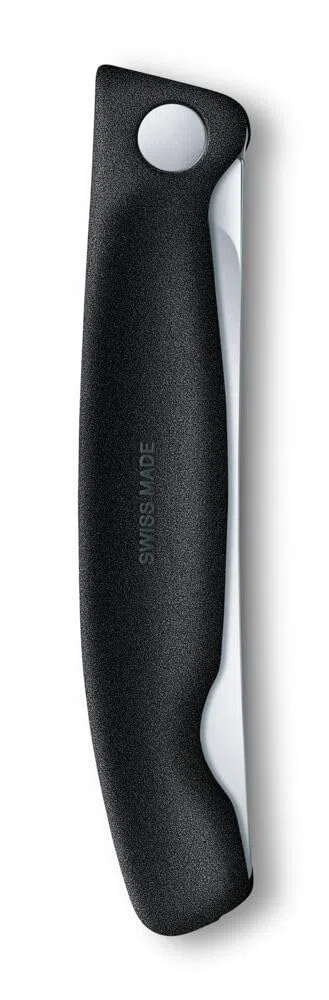 Victorinox Swiss Classic Faltbares Picknick-Messer für Wanderungen, Obst, Gemüse, Brötchen, Wurst, mit gerader Klinge, Extra Scharf, Schwarz