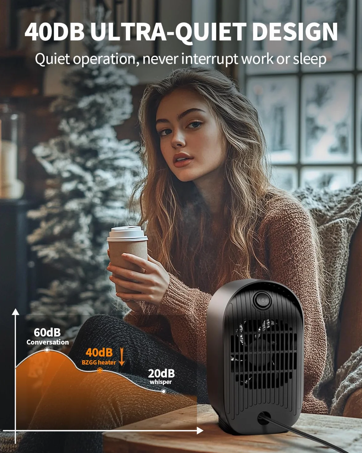 Heizlüfter Klein Energiesparend, 1000W PTC Keramik Heizung mit Überhitzungs- und Kippschutz, Tragbare Leise Elektroheizung für Arbeitszimmer Schlafzimmer, Schwarz