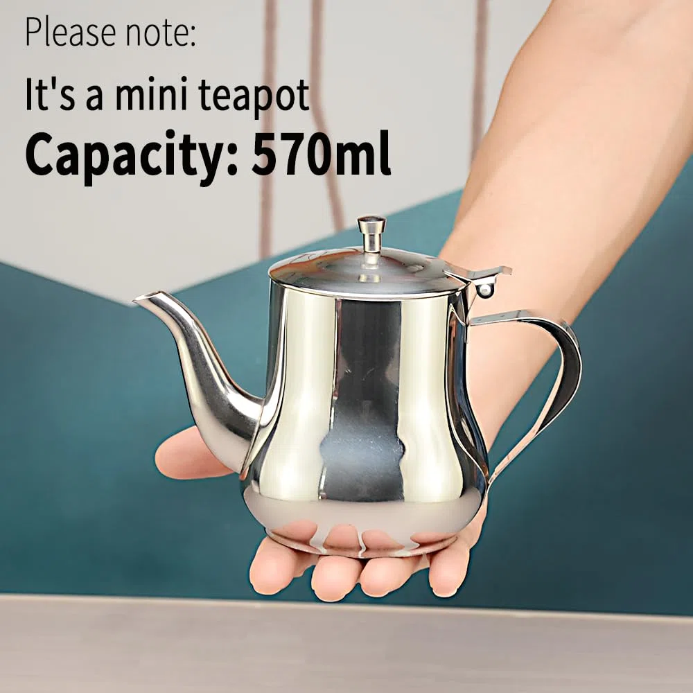 SANQIAHOME Kleine Teekanne aus Edelstahl (Silber, 570 ml)