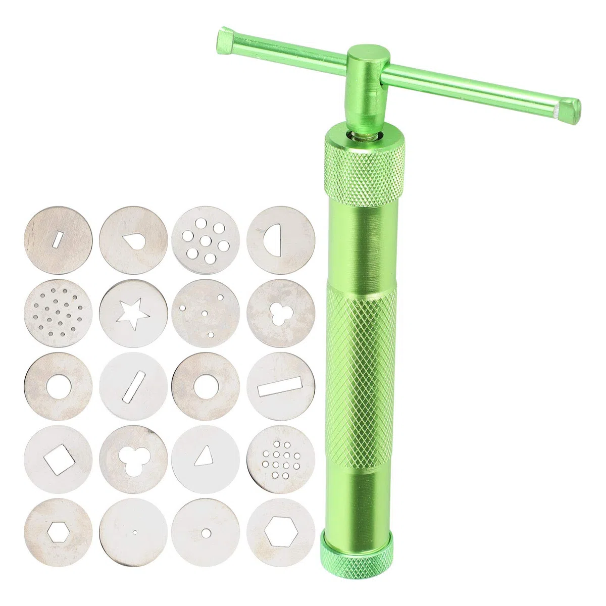 Jenngaoo Ton Extruder, Fondant Extruder mit 20 Spitzen Zuckerpaste Extruder Kuchen Dekor Werkzeuge Edelstahl Squeezer Craft Manual Keramik Werkzeuge