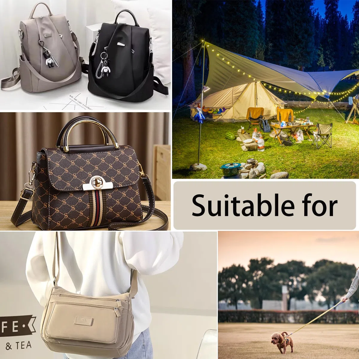 100 Stück Karabinerhaken mit Drehgelenk Kits,Taschenzubehör Zum Nähen,Enthält 20 Stück Karabiner Schlüsselanhänger,40 Stück D Ring,40 Stück Triglide Schiebeschnalle