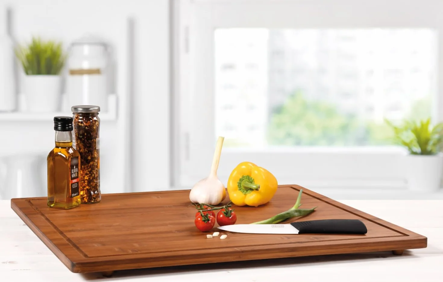 Kesper | Herdabdeckplatte, Material: Bambus, Maße: 56 x 50 cm, H: 4 cm (inkl. Füße) Farbe: Braun | 59599 13