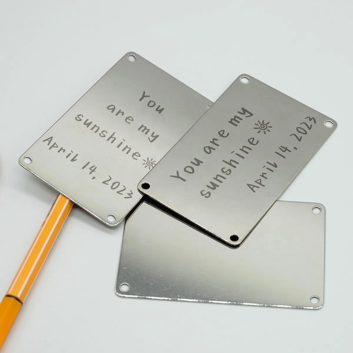 Metall-Gravur-Rohlinge Stempel-Rohlinge aus Edelstahl, blanko mit 4 Löchern, 10 Stück, 86 * 54 mm