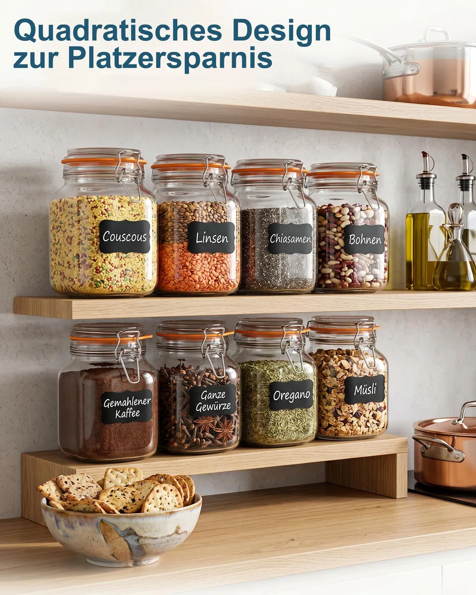 2er-Pack Fermentierglas 1L mit Gärventil und Gewicht: Premium Fermentationsglas Auslaufsicheres Fermentierset für Anfänger & Profis - 1000ml Gärglas für Sauerkraut, Pickles, Kimchi, Kombucha