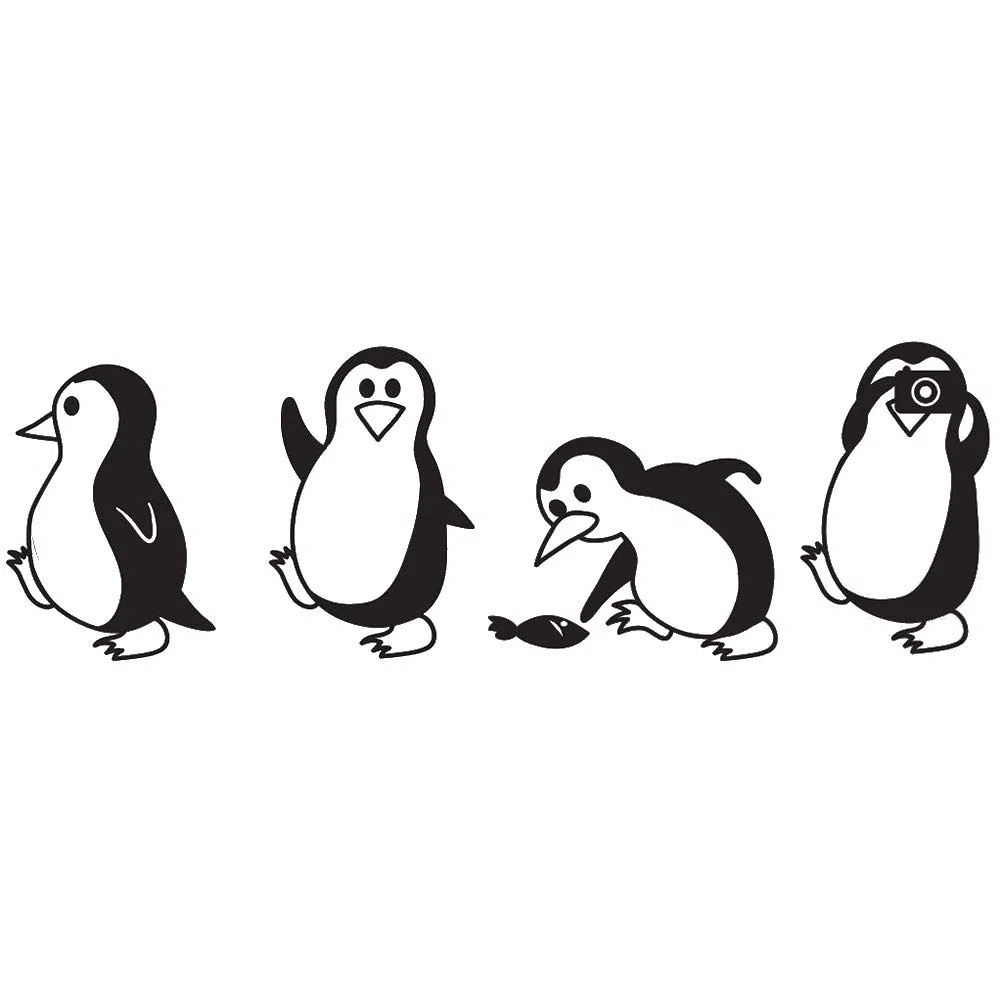 Wandaufkleber Pinguin Niedliche Wandtattoo Kinderzimmer Pinguin Wandaufkleber Kühlschrank Aufkleber Vinyl Wandtattoo für Home Speisesaal, 57x18,5 cm