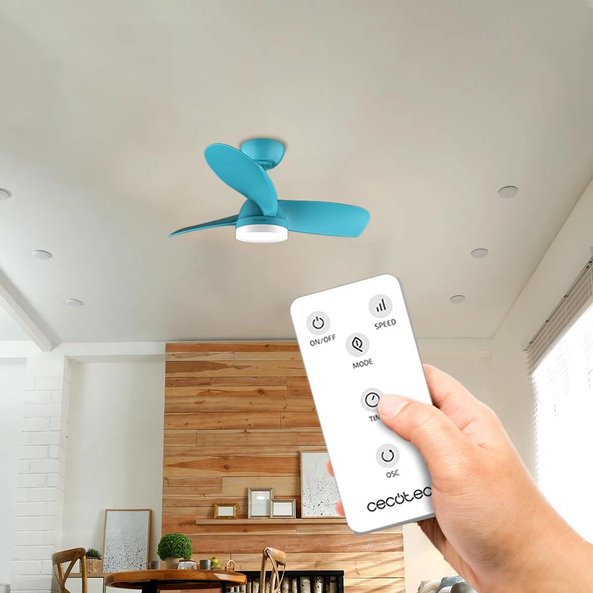 Cecotec - Deckenventilatoren mit Licht EnergySilence Aero 3050 Sky, 35 W DC -Motor, Durchmesser 36 Zoll mit LED -Licht, Fernbedienung, Timer, 6 Geschwindigkeiten und 3 Klingen