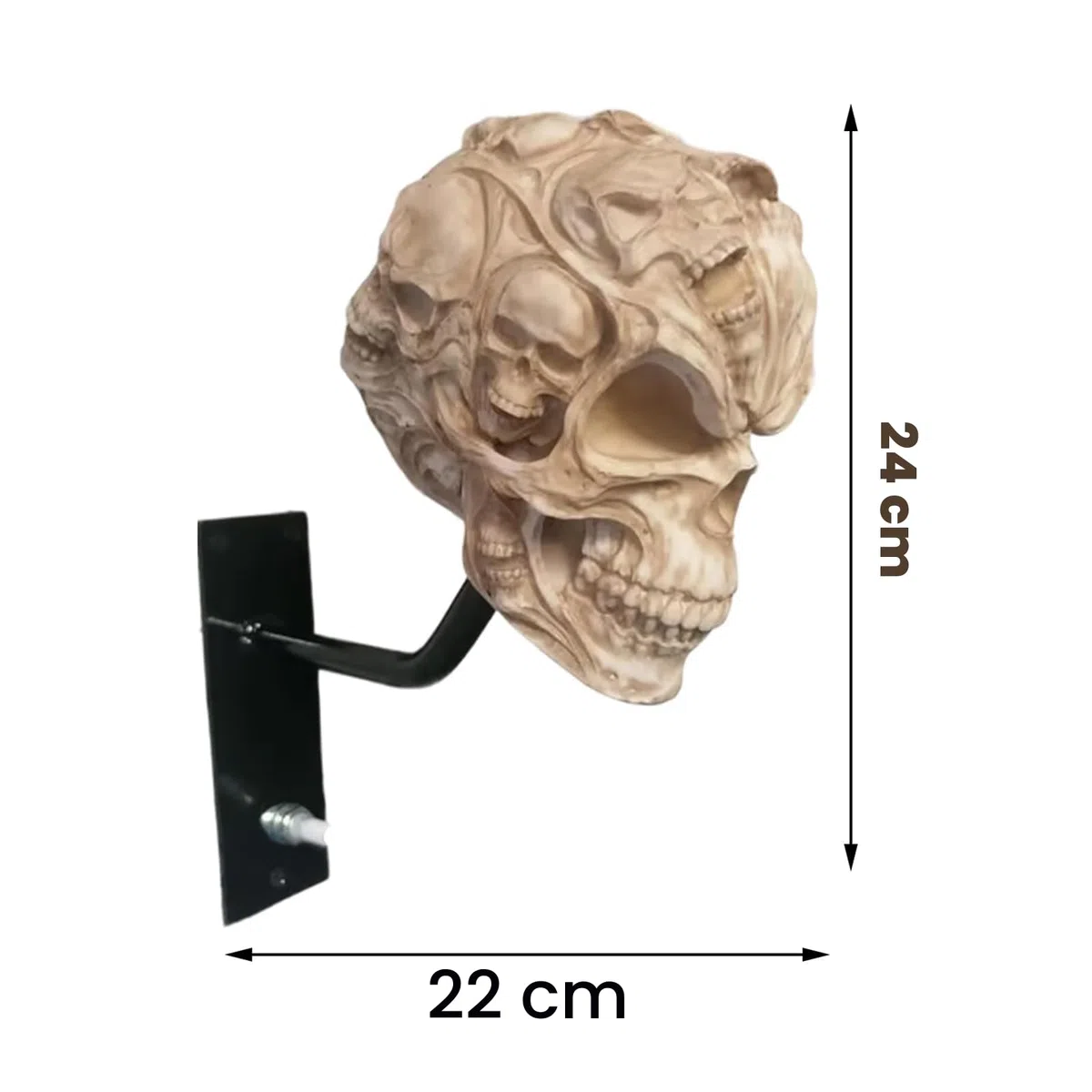 Motorradhelm-Totenkopf-Halter, Wandmontage-Helm-Aufbewahrungsständer, Kunstharz-Handwerk-Totenkopf-Helmständer für Mäntel, Mützen, Basebälle und Rugby-Helme