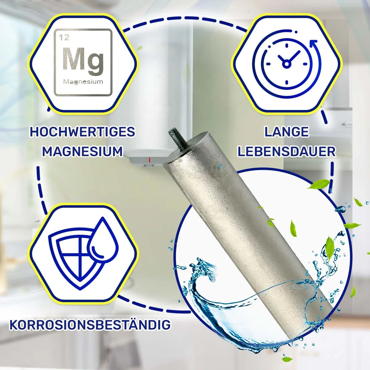 Opferanode für Warmwasserspeicher 230 mm Ø 25,5 Gewinde M5 mm mit Originalcode 993014-01 993014 für Ariston Boiler - MADE IN EU - MONTERAL