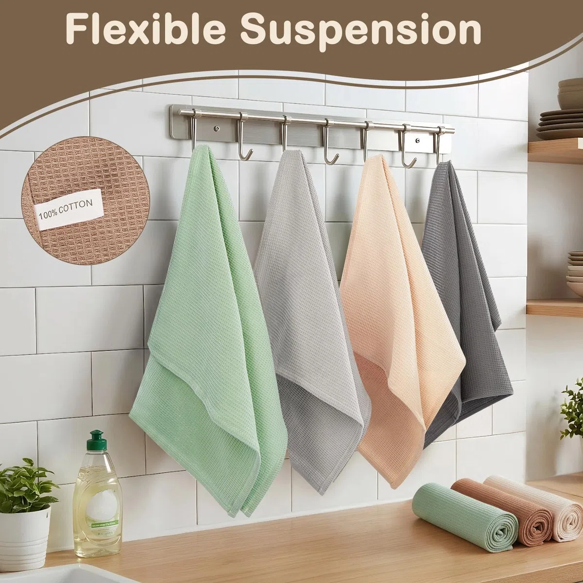 Geschirrtücher Baumwolle in 45x65cm, 6 Stück Küchenhandtücher, Geschirrtücher Waffelstruktur Super Saugstarke, Langlebige, Küchentücher, Geschirrhandtücher, Weiche Geschirrtuch, Trockentücher