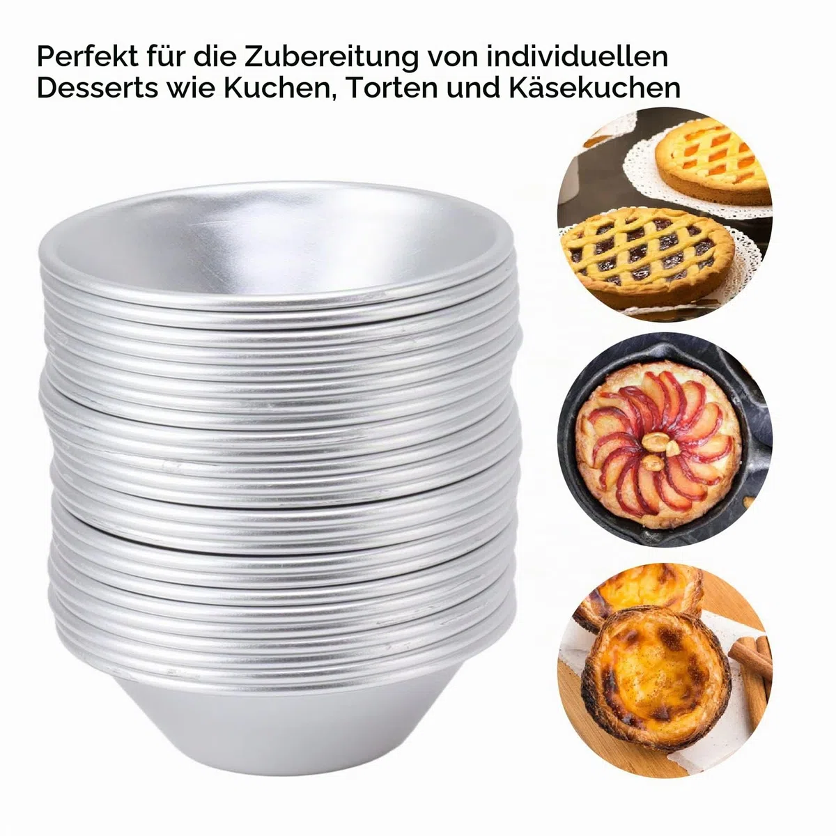 25 Stück Eier Torte Form, Pasteis de Nata Tartelette Förmchen Set, Aluminiumfolie Eierkuchenformen, Kleine Cupcake Kuchen Keksform Backförmchen, für Muffin Gebäck Eierkuchen