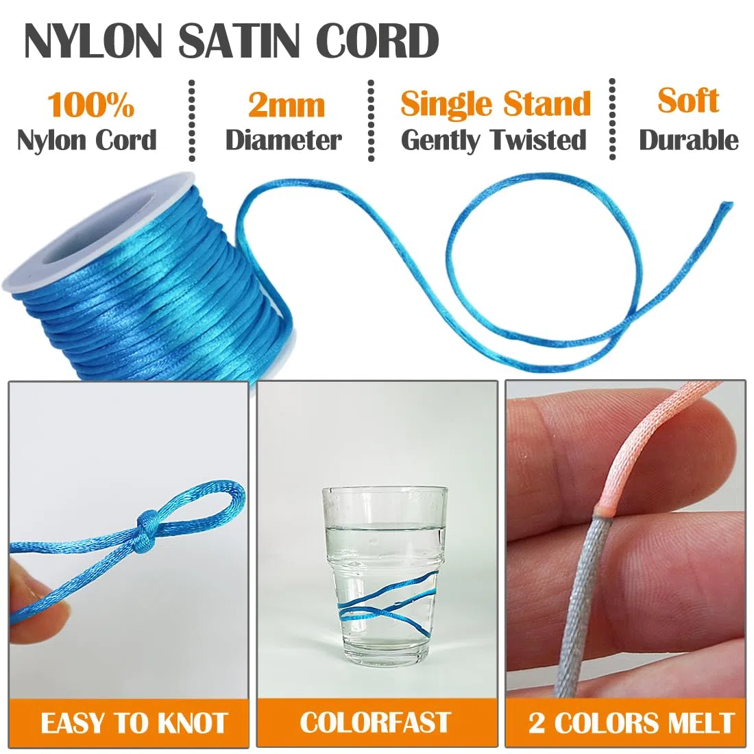 Ewpart 12 Rollen 2mm Nylon Schnur für Armbänder Nylonschnur für Armbänder, Schmuck, Rattail Satin Schnur für Kumihimo, Perlen, Lanyard, Halskette, Schlüsselanhänger, Makrame, Flechten Seidenseil
