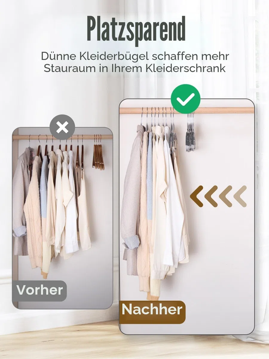 HOUSE DAY 20 Stück Kleiderbügel Kunststoff - Nass und Trocken Rutschfester Kleiderbügel Platzsparend Kunststoff Strapazierfähig 360°Haken Kleiderbügel Plastik（Grau/mit schwarz Gummistab）