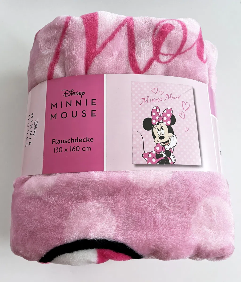 Disney Minnie Mouse Flanell Flauschdecke, Kuscheldecke 130 x 160 cm