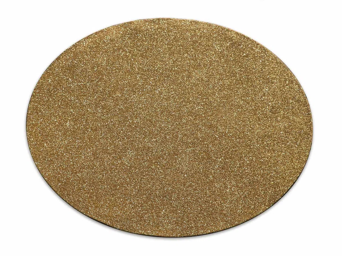 Primaflor Weihnachtsbaumunterlage Glimmer | Rund 30 cm | Gold | 5 mm hoch | schwer entflammbar Bfl-s1 | rutschsicherer Glitzerteppich für Weihnachtsbaum und Dekoration