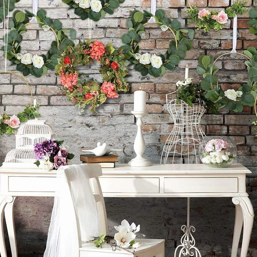 12 Stück 4 Größen (15cm/20m/25cm/30cm) Traumfänger Ringe Holz Bambus Blumenkranz Makramee Ringe Floral Hoop Set Makramee Craft Hoop Ring für Dreamcatcher, Hochzeit Kranz Decor und DIY Handwerk