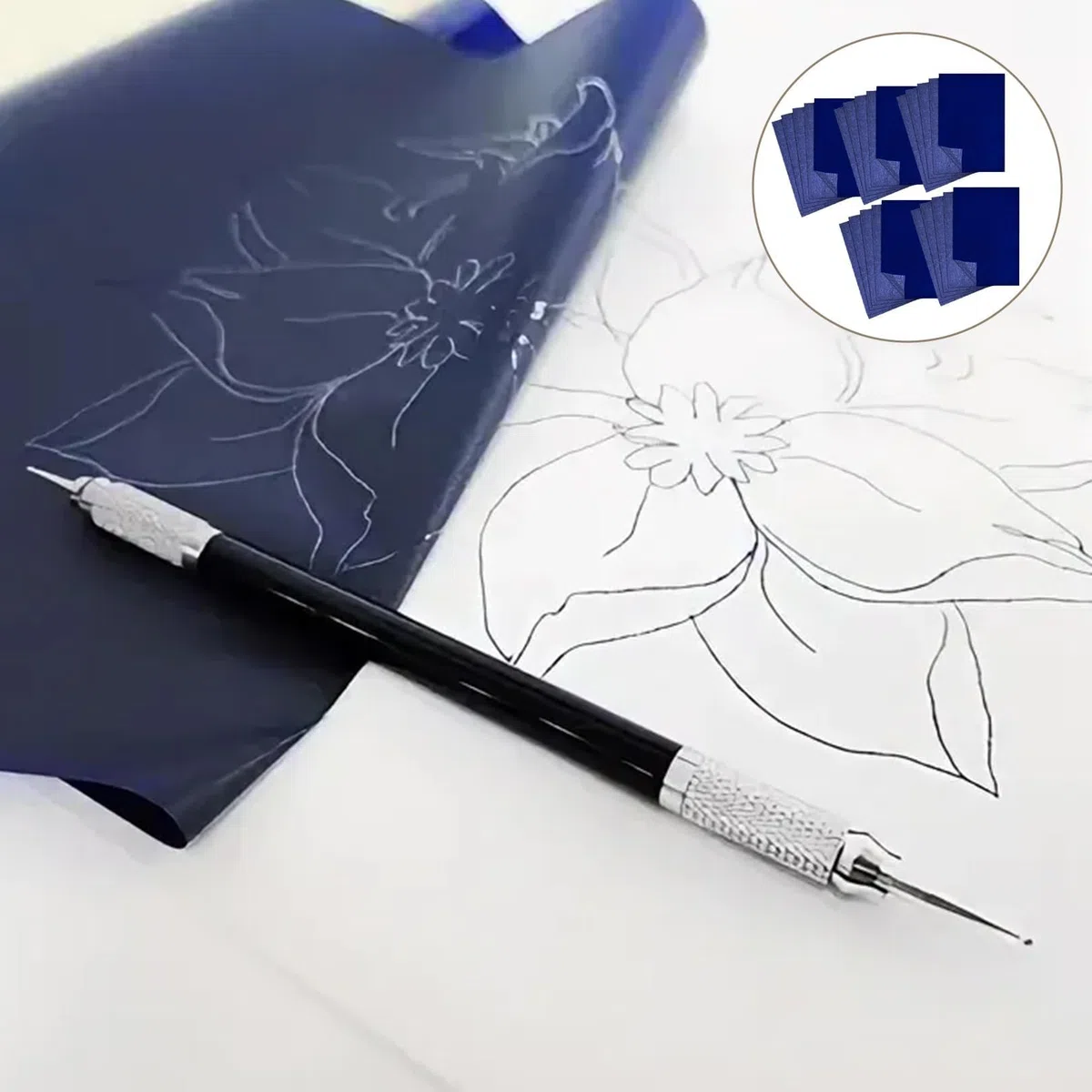 50 Pcs Transferpapier,Pauspapier,Kohlepapier Zum Nachzeichnen,Pauspapier A4,Blaupapier Zum Durchschreiben,DIY Handwerk Transferpapier Durchschlagpapier,Auf Karton Papier Und Leinwand 21x29.7cm Blau