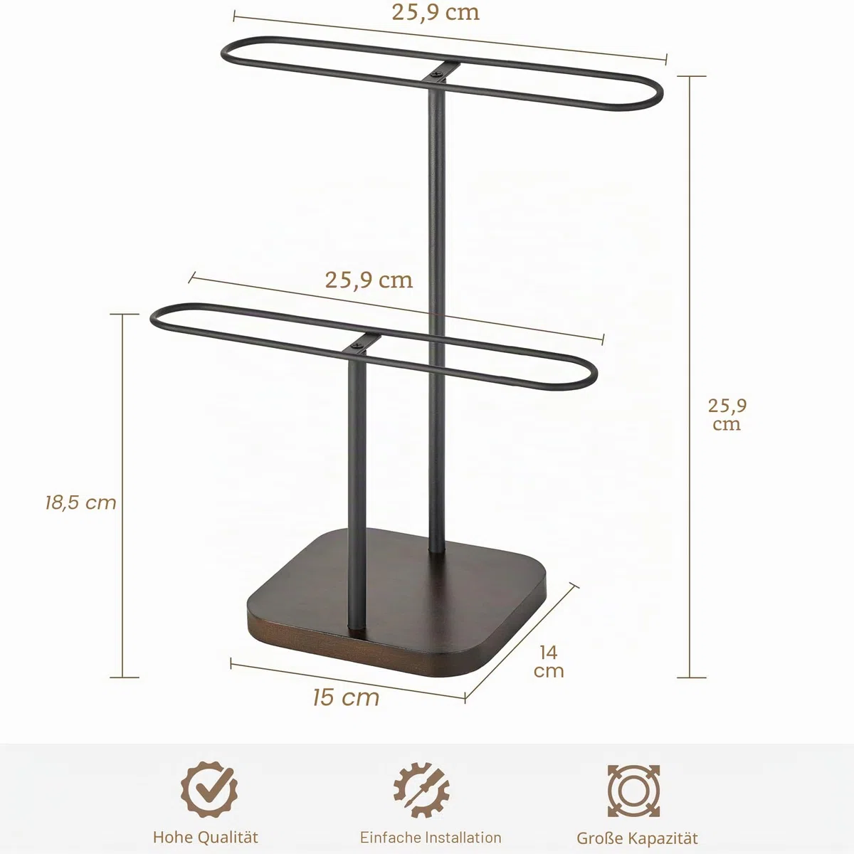 Mkono Sonnenbrillen-Organizer, Brillenhalter, 2 Ebenen, Sonnenbrillen-Aufbewahrung, Brillenständer, Metallrahmen mit Holzsockel, für 24 Paar Brillen für Tisch, Schreibtisch, Arbeitsplatte, Kommode,