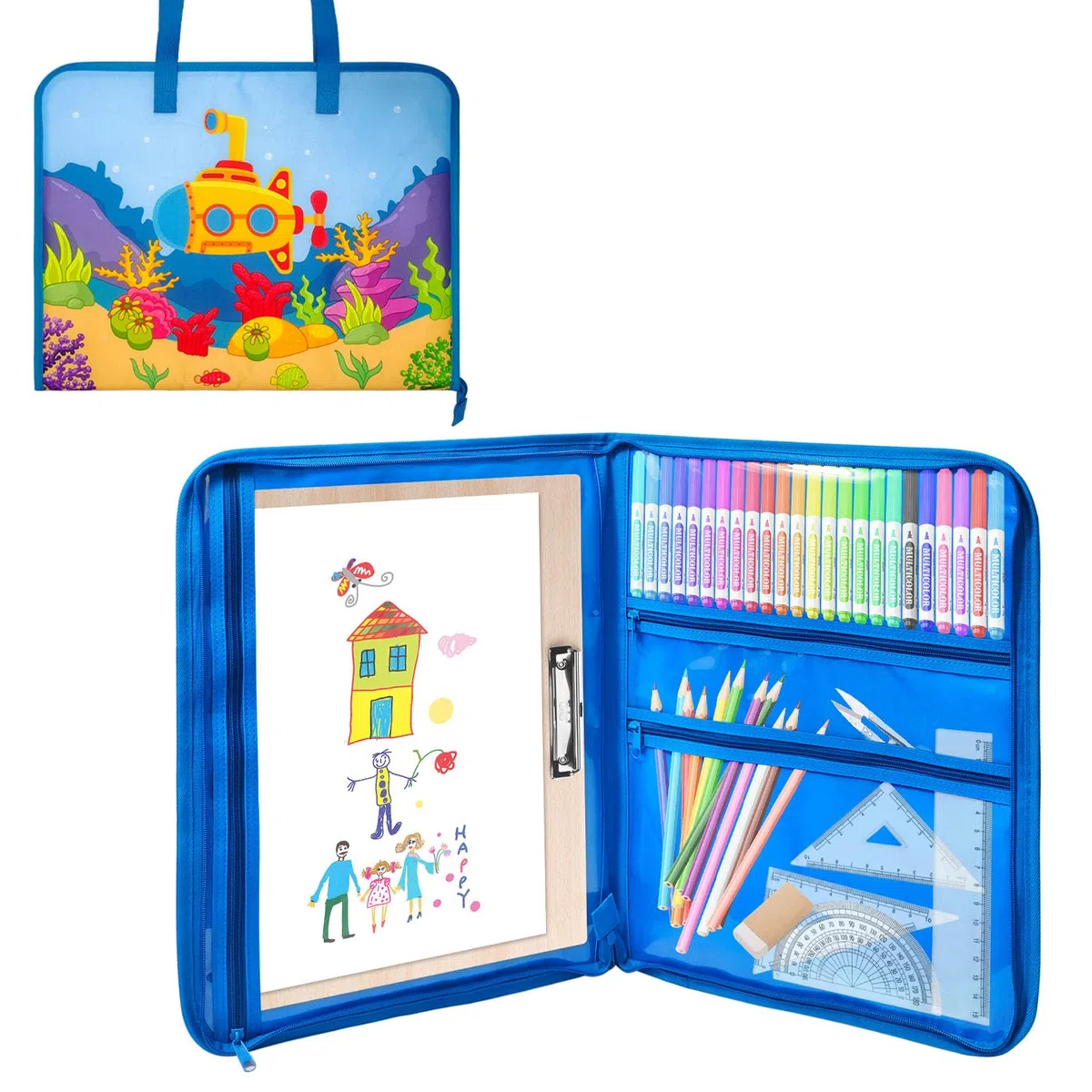 Boczif Kunst-Portfolio-Tragetasche, 45,7 x 35,6 cm, für Kinder und Studenten, Aufbewahrung von Malstiften, Kunstwerken, Skizzen und Zeichenmaterialien